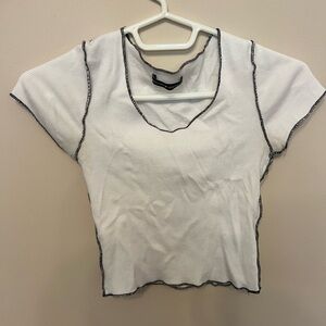 Brandy Melville White T-shirt with Black Trim